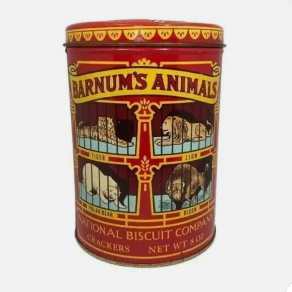 Vintage 1979 Animal Cracker Tin Canister